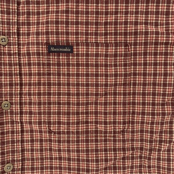Men’s Abercrombie and Fitch Vintage Red Plaid Flannel Button Down Shirt‎ Large - Picture 5 of 9